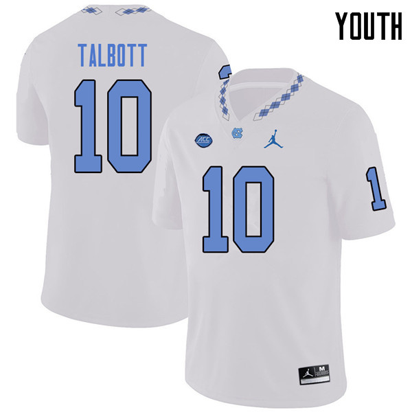 Jordan Brand Youth #10 Danny Talbott North Carolina Tar Heels College Football Jerseys Sale-White